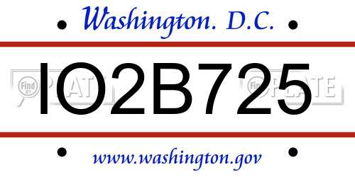 IO2B725 District Of Columbia License Plate