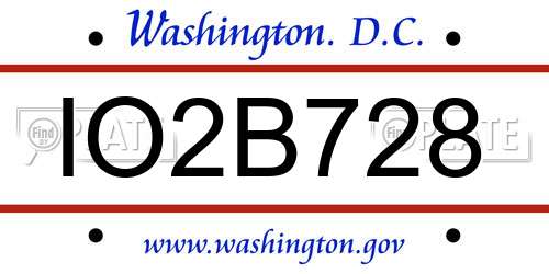 IO2B728 District Of Columbia License Plate