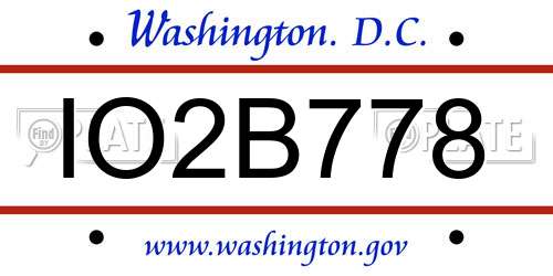 IO2B778 District Of Columbia License Plate