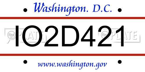 IO2D421 District Of Columbia License Plate