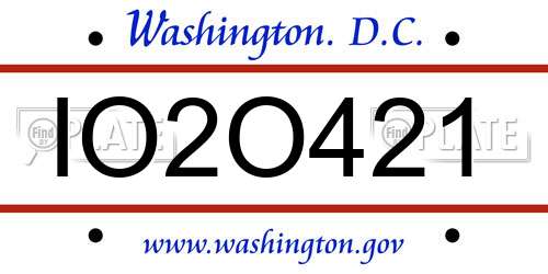 IO2O421 District Of Columbia License Plate