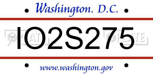 IO2S275 District Of Columbia License Plate
