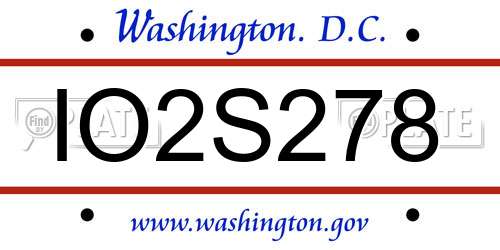IO2S278 District Of Columbia License Plate