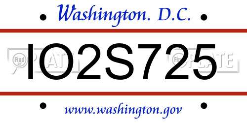 IO2S725 District Of Columbia License Plate