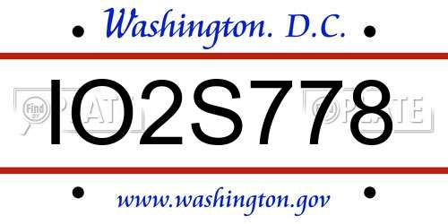 IO2S778 District Of Columbia License Plate