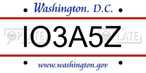IO3A5Z District Of Columbia License Plate