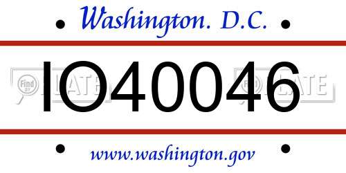 IO40046 District Of Columbia License Plate