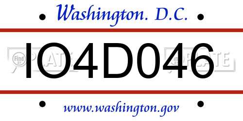 IO4D046 District Of Columbia License Plate