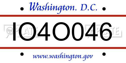 IO4O046 District Of Columbia License Plate