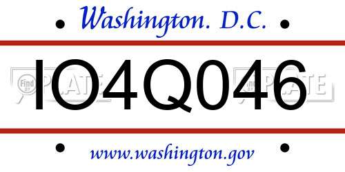 IO4Q046 District Of Columbia License Plate