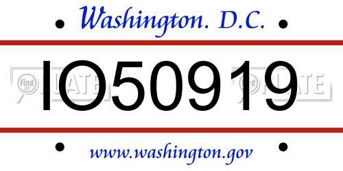 IO50919 District Of Columbia License Plate