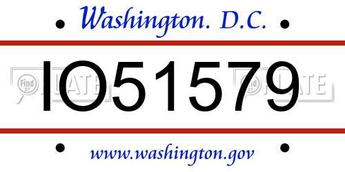 IO51579 District Of Columbia License Plate