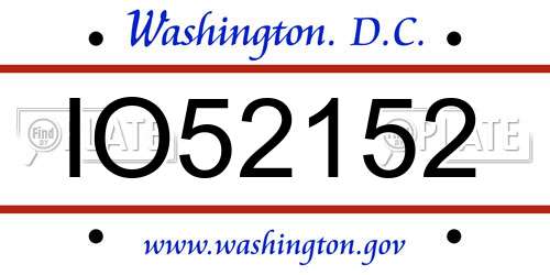 IO52152 District Of Columbia License Plate