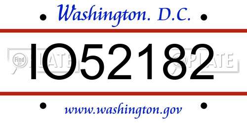 IO52182 District Of Columbia License Plate