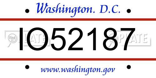 IO52187 District Of Columbia License Plate