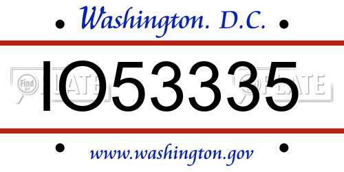 IO53335 District Of Columbia License Plate