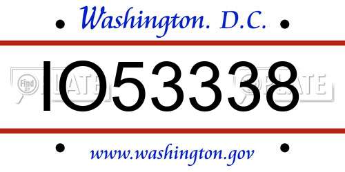 IO53338 District Of Columbia License Plate