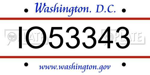IO53343 District Of Columbia License Plate