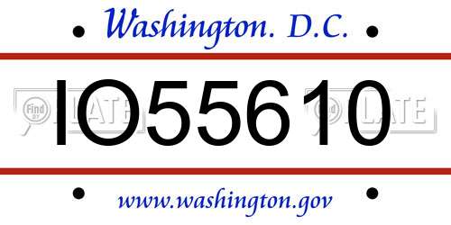 IO55610 District Of Columbia License Plate
