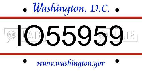 IO55959 District Of Columbia License Plate