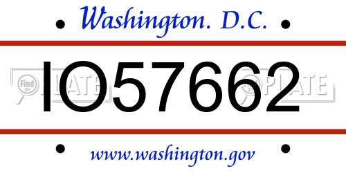 IO57662 District Of Columbia License Plate