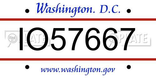 IO57667 District Of Columbia License Plate