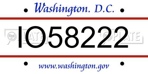 IO58222 District Of Columbia License Plate