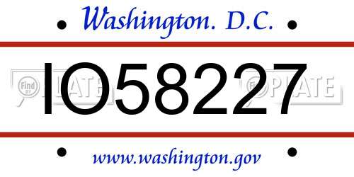 IO58227 District Of Columbia License Plate