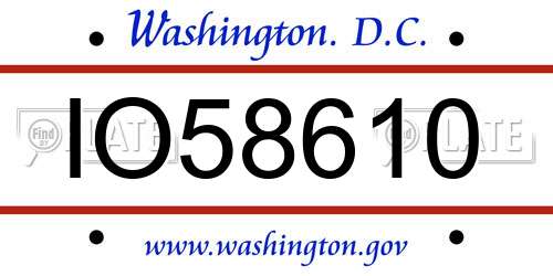 IO58610 District Of Columbia License Plate