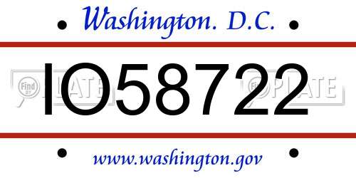 IO58722 District Of Columbia License Plate