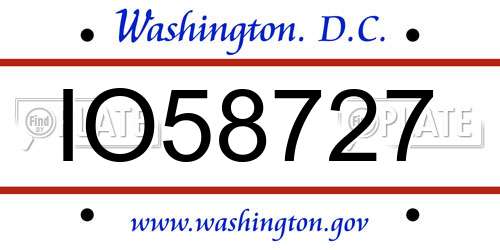 IO58727 District Of Columbia License Plate