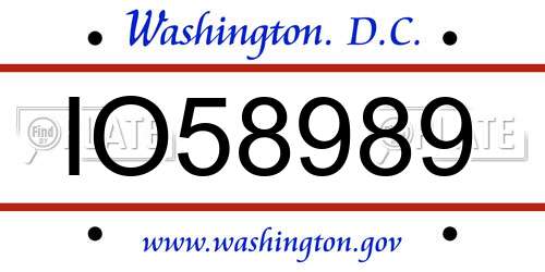 IO58989 District Of Columbia License Plate