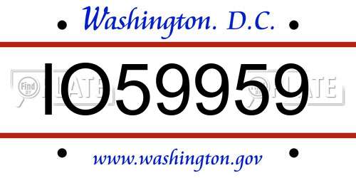 IO59959 District Of Columbia License Plate