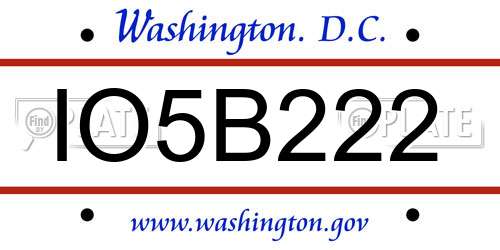 IO5B222 District Of Columbia License Plate