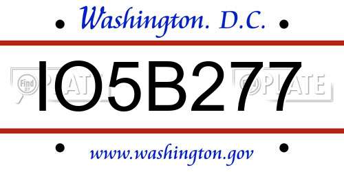 IO5B277 District Of Columbia License Plate