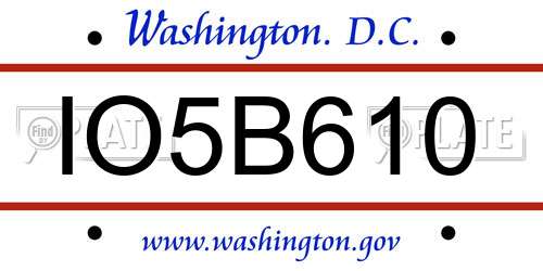 IO5B610 District Of Columbia License Plate