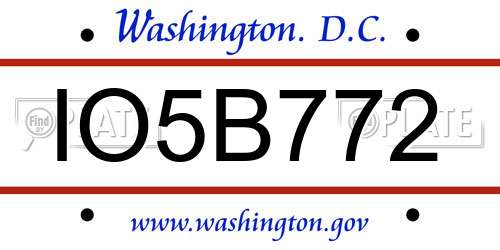 IO5B772 District Of Columbia License Plate