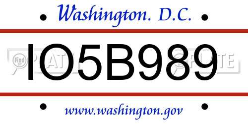 IO5B989 District Of Columbia License Plate