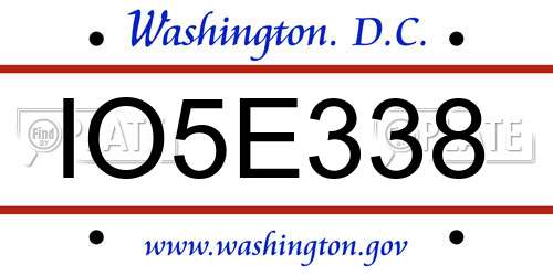 IO5E338 District Of Columbia License Plate