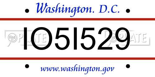 IO5I529 District Of Columbia License Plate