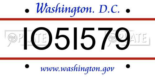 IO5I579 District Of Columbia License Plate