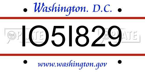 IO5I829 District Of Columbia License Plate