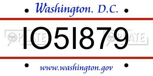 IO5I879 District Of Columbia License Plate