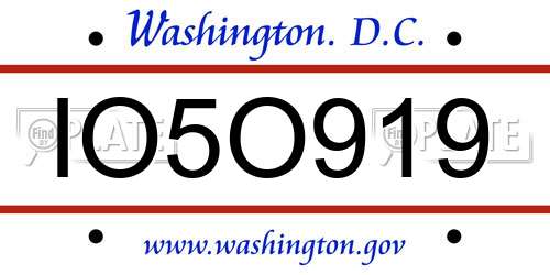 IO5O919 District Of Columbia License Plate