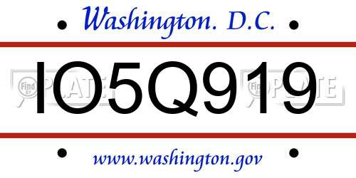 IO5Q919 District Of Columbia License Plate