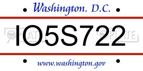 IO5S722 District Of Columbia License Plate