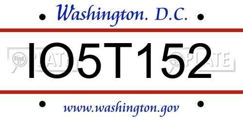 IO5T152 District Of Columbia License Plate