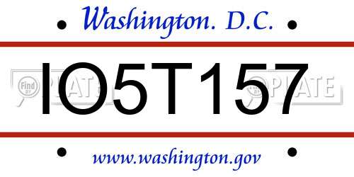 IO5T157 District Of Columbia License Plate
