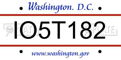 IO5T182 District Of Columbia License Plate