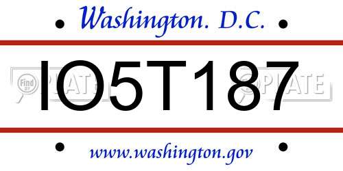 IO5T187 District Of Columbia License Plate